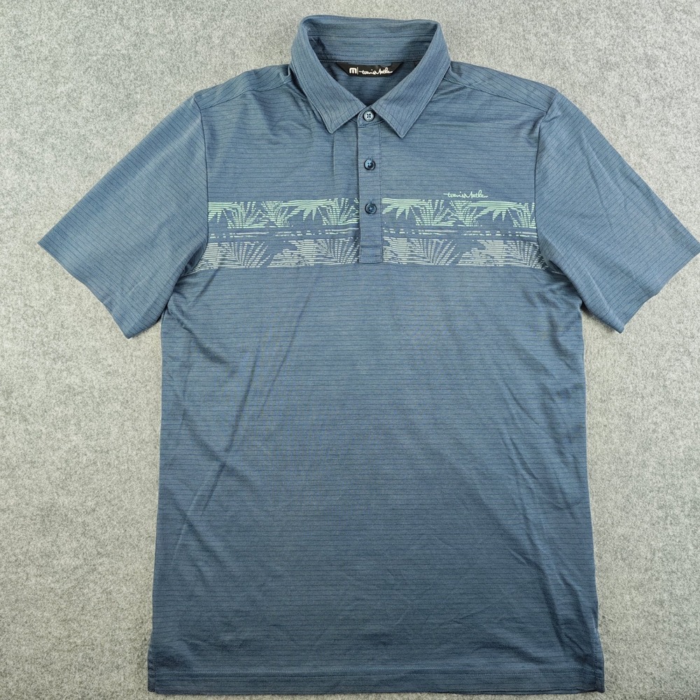 Travis Mathew The Zinna Polo Shirt Mens Small Blue Heather Short Sleeve Golf Top